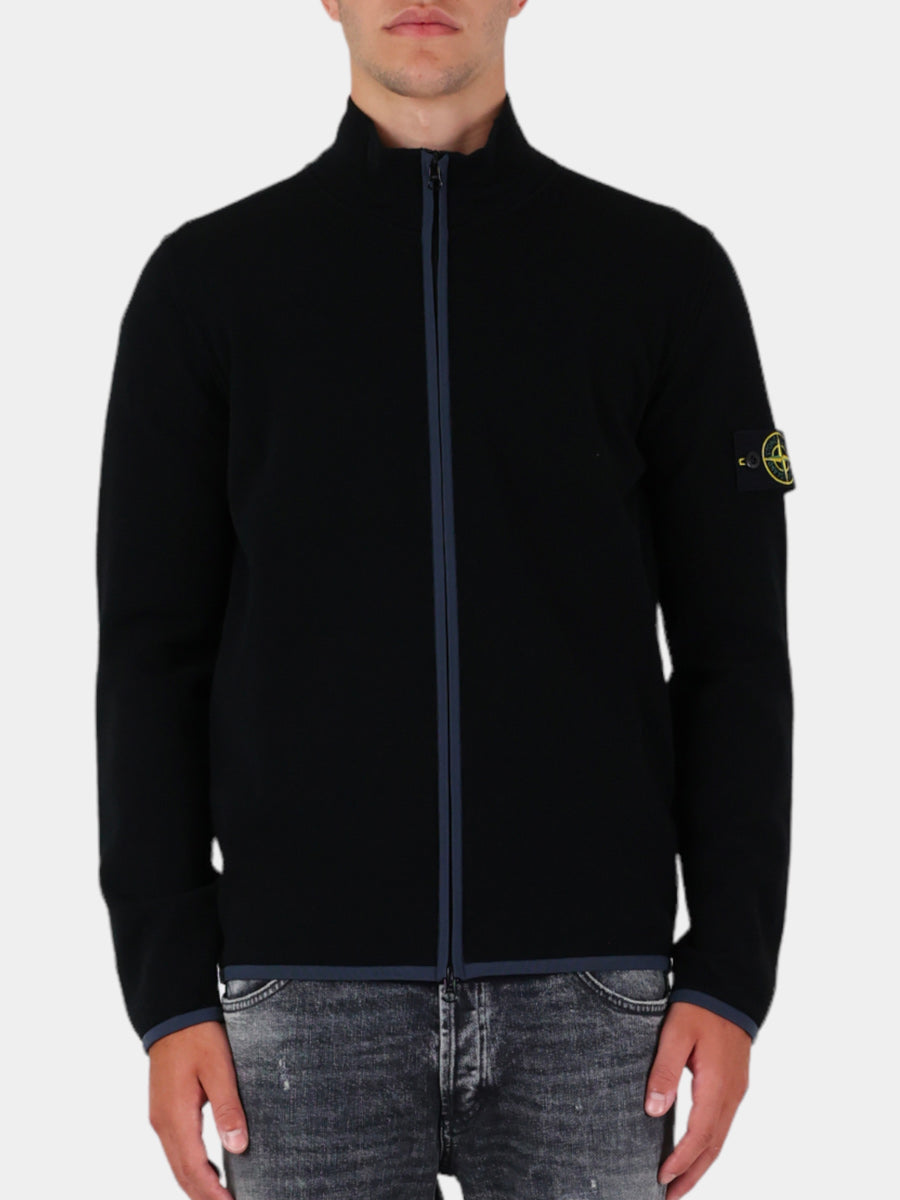 Stone Island Black Sweater in Virgin Wool Made in Italy