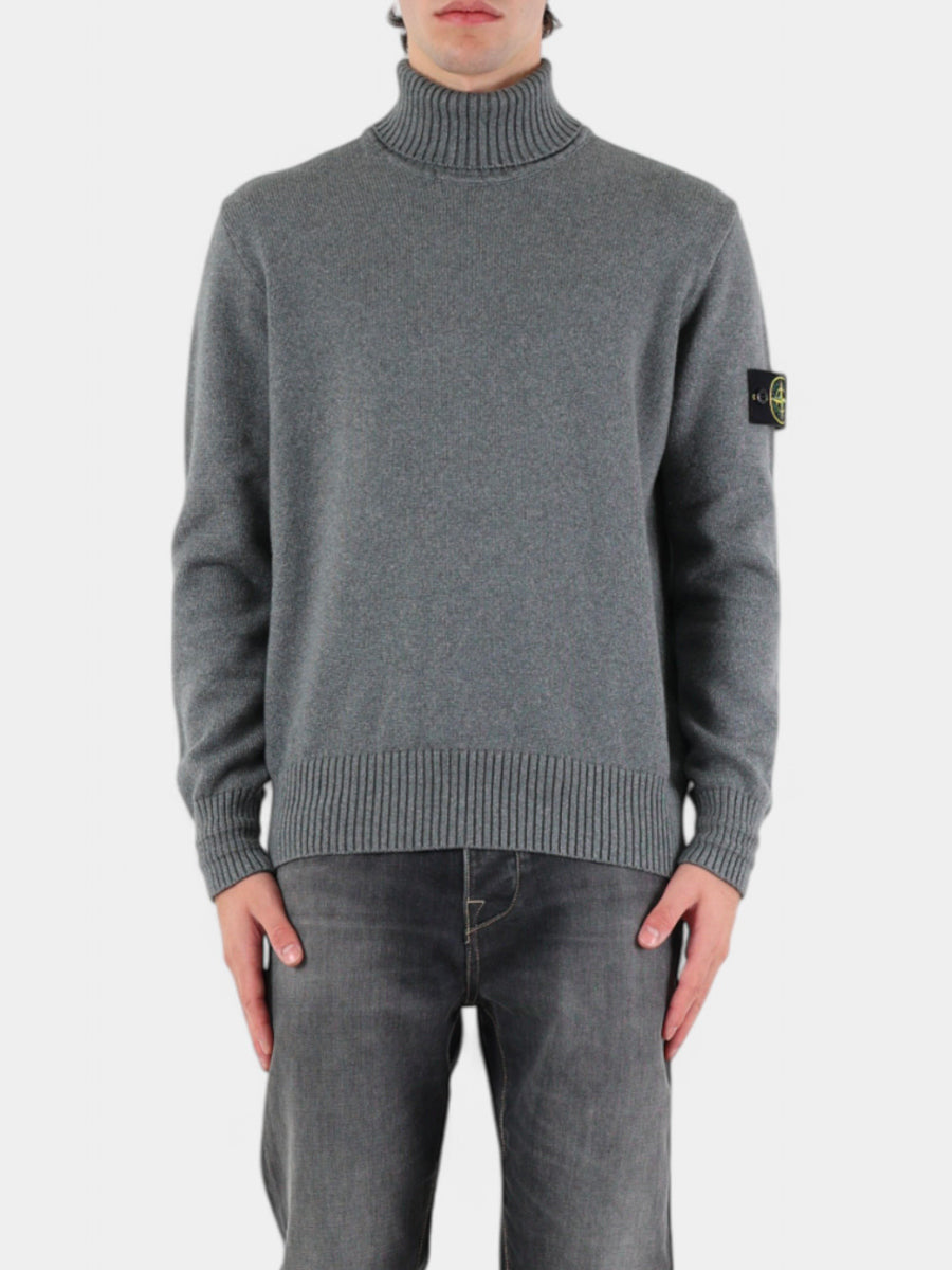 Grey Turtleneck Sweater Stone Island in Innovative Cotton Fiber