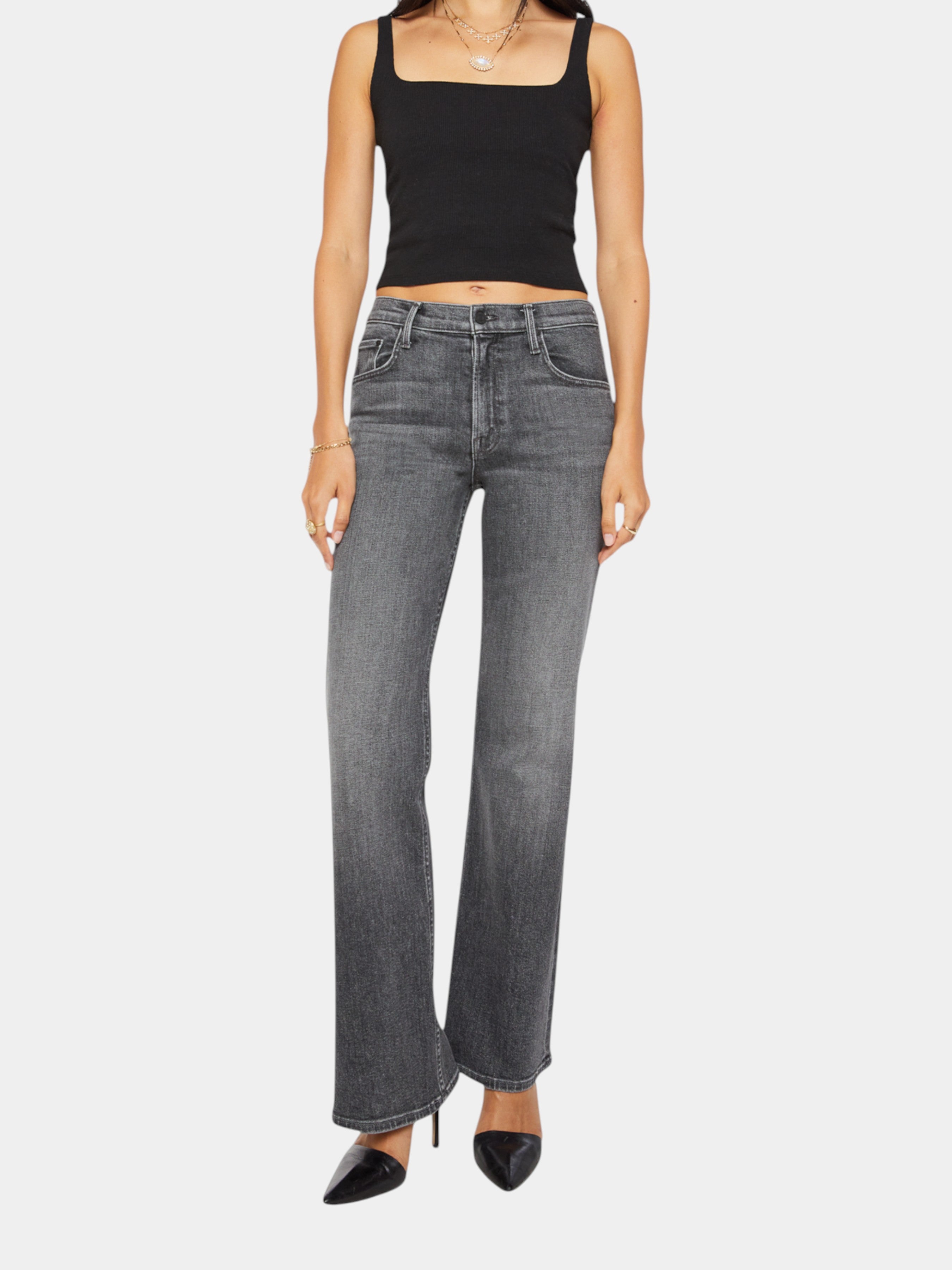 Mother Jeans The Bookie Sneak bootcut grigi