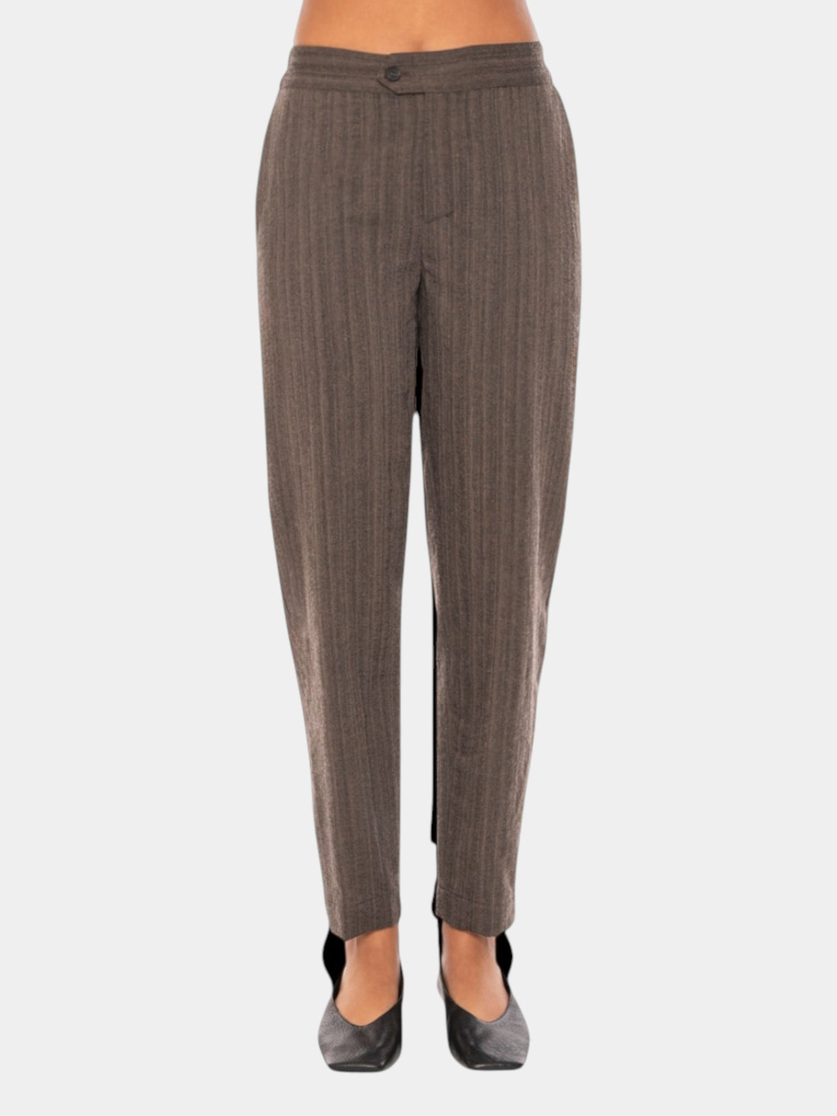 Gentry Portofino Pantalone slim gessato tortora