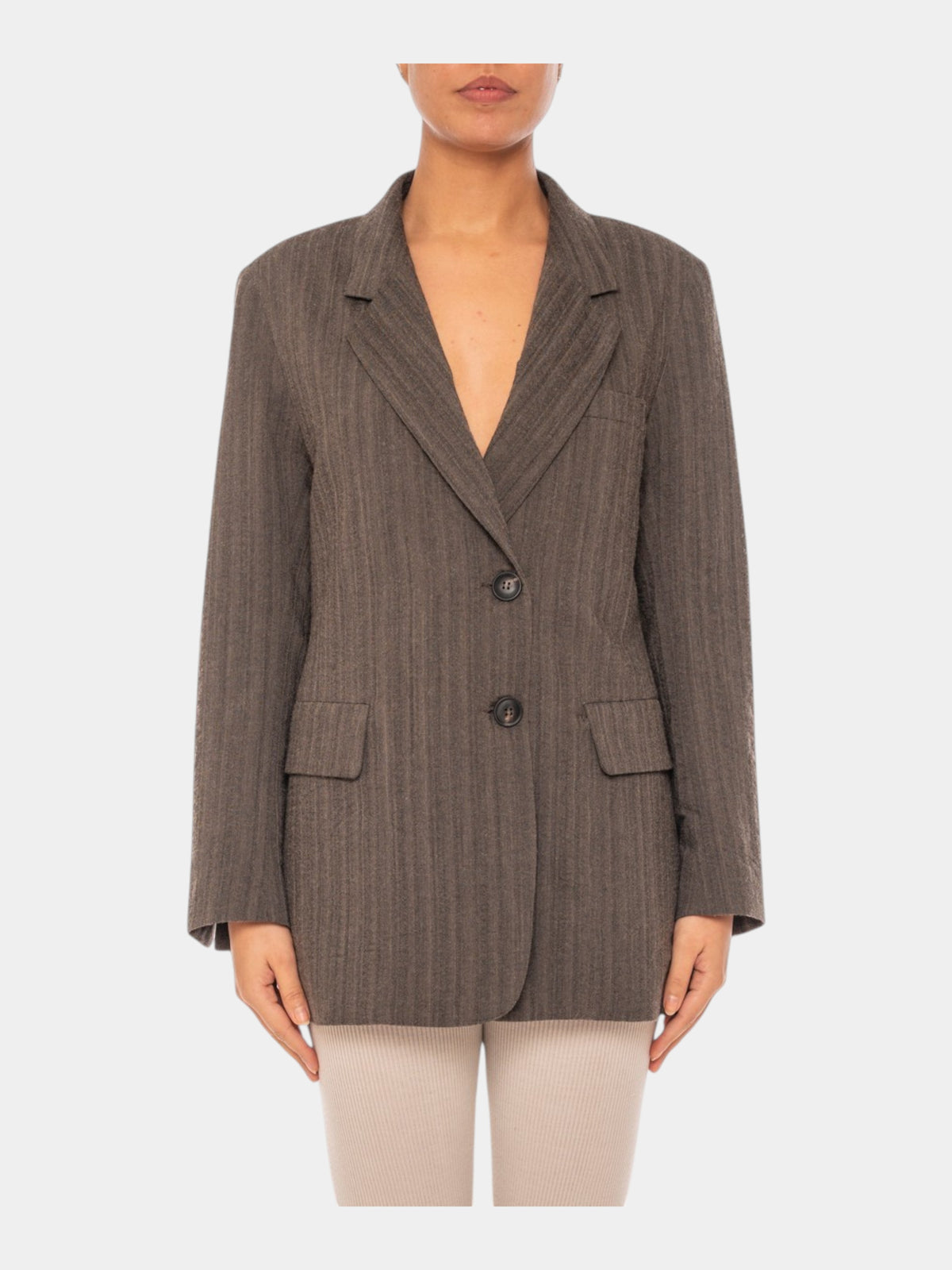 Gentry Portofino Giacca boyfriend gessata tortora